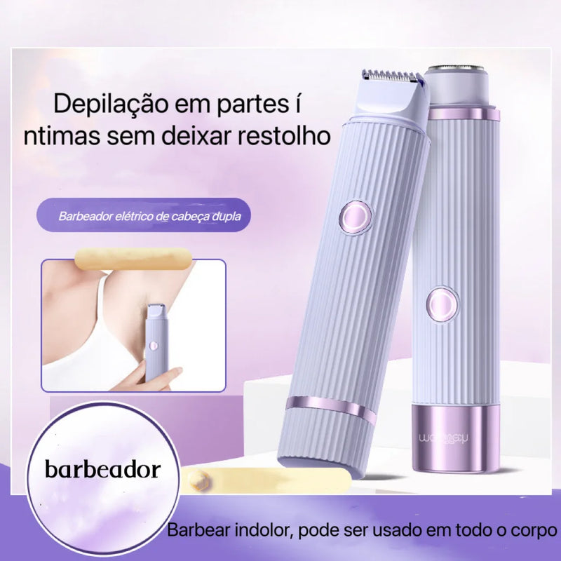 Depilador elétrico manual compacto para homens ou mulheres com carregamento usb 2 cabeças de uso