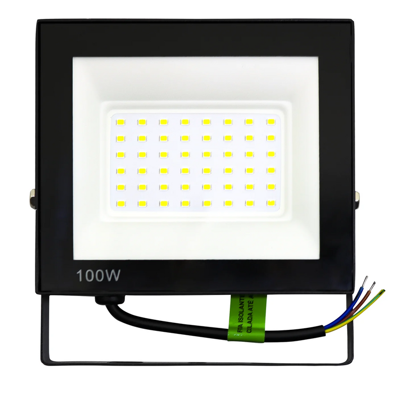 Refletor Led 100W, Bivolt, Luz Branca Forte, Impermeável