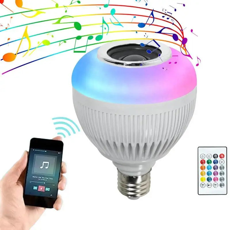 Lampada Bluetooth Led Caixa De Som Com Controle Remoto 12W Rgb Luz Colorida Balada